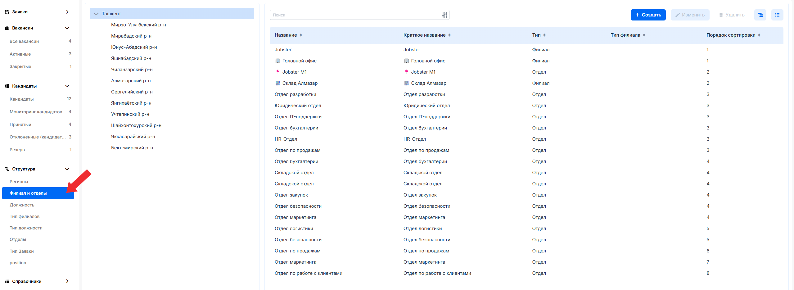 Филиалы и отделы