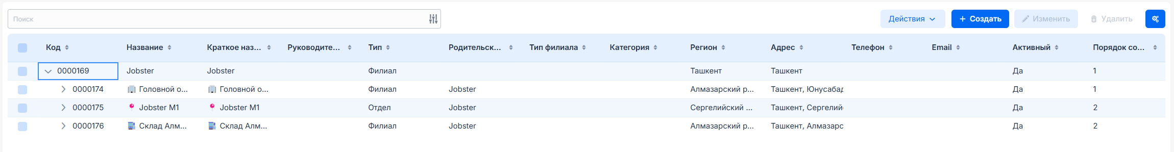 Раскрытый список